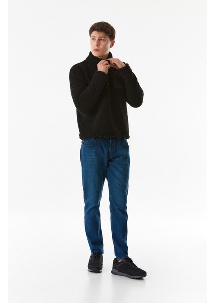 Dik Yaka Yarım Fermuarlı Peluş Sweatshirt indirimleri