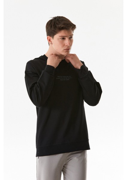 Yazı Baskılı Bisiklet Yaka Sweatshirt modelleri