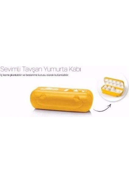 10'lu Yumurta Taşıma Saklama Kabı Sarı Sevimli Tavşan