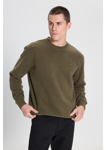 Wrangler Regular Fit Normal Kesim Bisiklet Yaka Haki Sweatshirt fiyatları