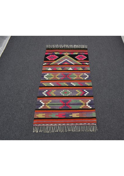 El Dokuma Renkli Otantik Elegant Malatya Yün Kilim 5199