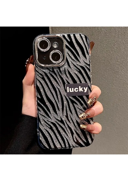 Apple iPhone 15 Plus Uyumlu Kılıf Zebana Lucky Silikon Kılıf Siyah