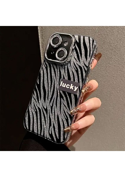 Apple iPhone 15 Plus Uyumlu Kılıf Zebana Lucky Silikon Kılıf Siyah