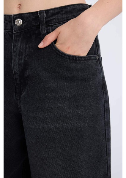 Baggy Fit Yüksek Bel Geniş Kalıp Cepli Uzun Jean Pantolon D5526AX24WN indirimleri