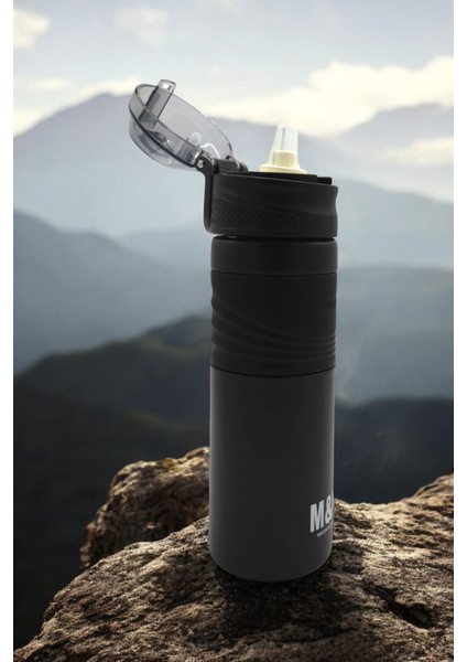 Pipetli Çelik Matara 550ML, Paslanmaz, Sızdırmaz Çelik Suluk