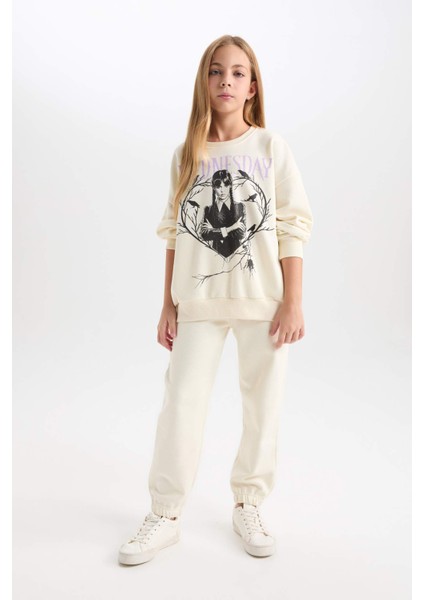 Kız Çocuk Wednesday Oversize Geniş Kalıp Bisiklet Yaka Sweatshirt D6064A824WN