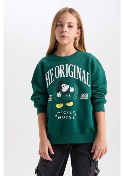 Kız Çocuk Disney Mickey & Minnie Oversize Geniş Kalıp Bisiklet Yaka İçi Yumuşak Tüylü Sweatshirt D1118A824AU