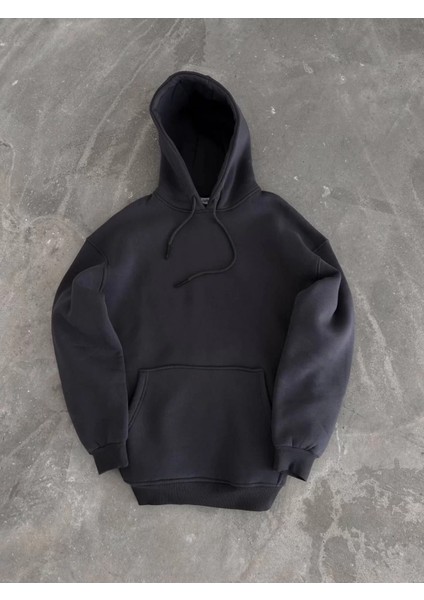 Kapüşonlu Düz Basic Sweatshirt