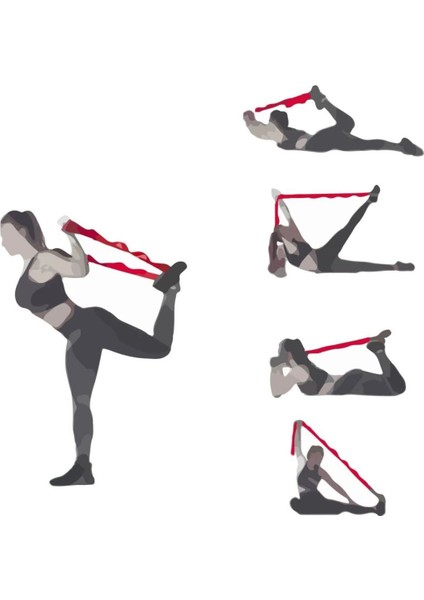 Sekiz Kademeli Yoga Esneme Kayışı, Orta Sertlik, Kırmızı Renk, Direnç Lastiği modelleri