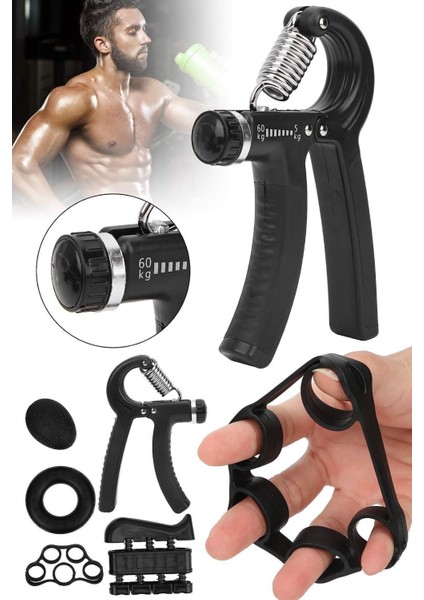 Tekno Trust Siyah 5 Parça Güç R-Shape Kas Eğitim Direnci Kavrama Kiti El Grips Fitness Ekipmanları Egzersiz Kit