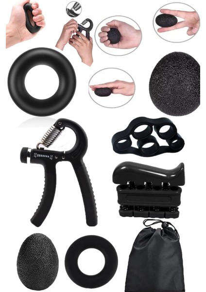 Tekno Trust Siyah 5 Parça Güç R-Shape Kas Eğitim Direnci Kavrama Kiti El Grips Fitness Ekipmanları Egzersiz Kit