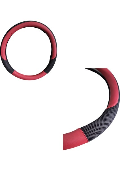 Direksiyon Kılıfı 38 cm Siyah-Bordo / DIKI412