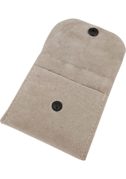 Kadife (Süet) Zarf Kese Bej 25 Adet 7x7 cm Boy Takı, Altın Kesesi (Çıtçıtlı)