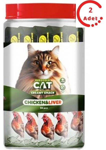 Cat Sıvı Kedi Ödülü Tavuk - Ciğer 30X15GR x 2 Adet