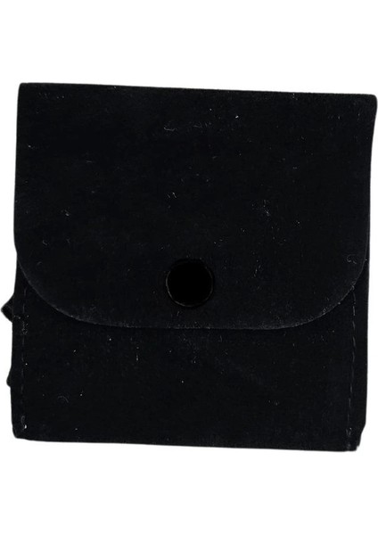 Kadife (Süet) Zarf Kese Siyah 25 Adet 7x7 cm Boy Takı, Altın Kesesi (Çıtçıtlı)