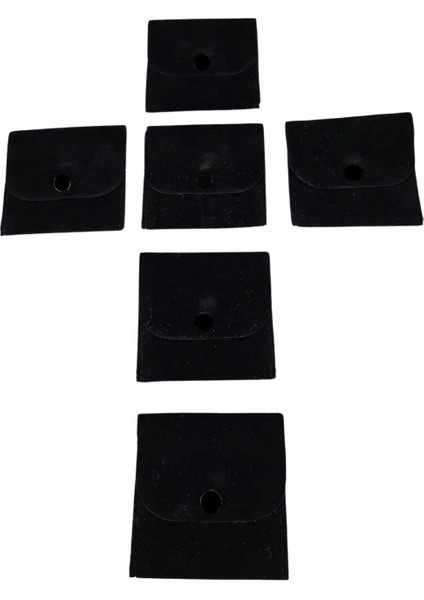 Kadife (Süet) Zarf Kese Siyah 25 Adet 7x7 cm Boy Takı, Altın Kesesi (Çıtçıtlı)