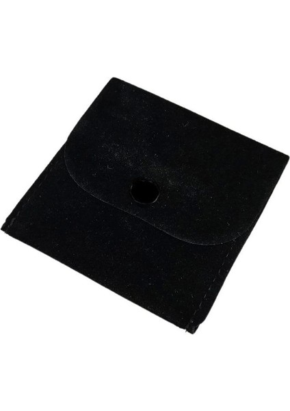 Kadife (Süet) Zarf Kese Siyah 25 Adet 7x7 cm Boy Takı, Altın Kesesi (Çıtçıtlı)