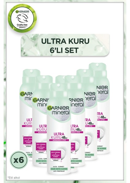 6'lı Mineral Ultra Kuru Sprey Deodorant Seti