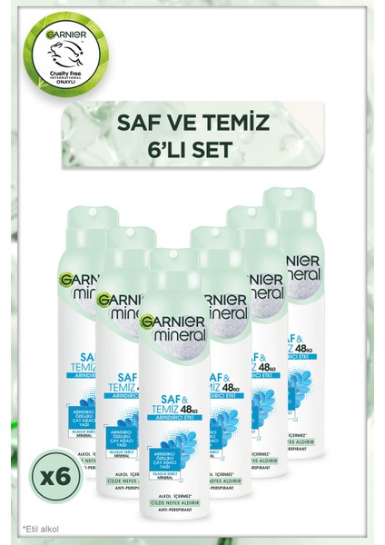 6'lı Mineral Saf & Temiz Sprey Deodorant Seti