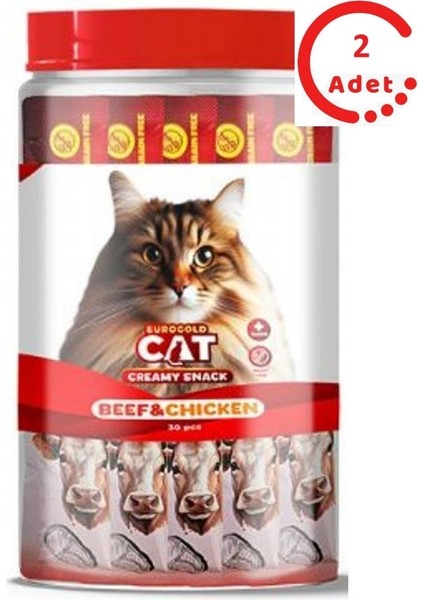 Cat Sıvı Kedi Ödülü Dana - Tavuk Etli 30X15GR x 2 Adet