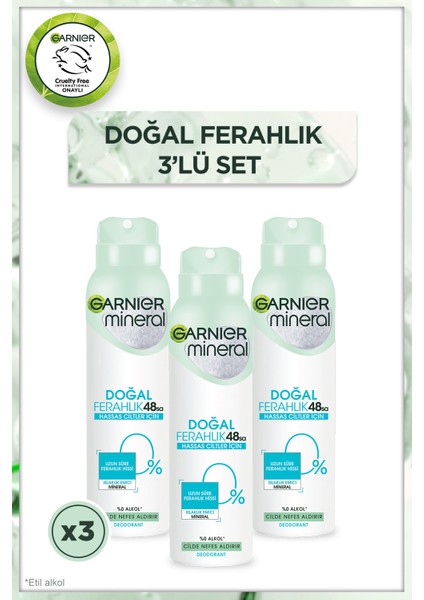 3'lü Mineral Doğal Ferahlık Aerosol Seti 150 ml