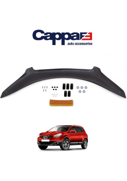 Cappafe Nissan Qashqai Ön Kaput Koruyucu Rüzgarlığı 4mm Akrilik (Abs) Piano Black 2010-2013