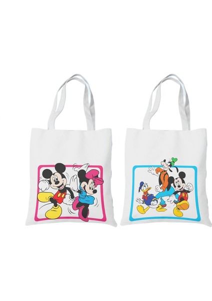 Mickey Mouse Öğrenci Kanvas Kadın Omuz Taşınabilir Çok Yönlü Kanvas Çanta (Yurt Dışından)