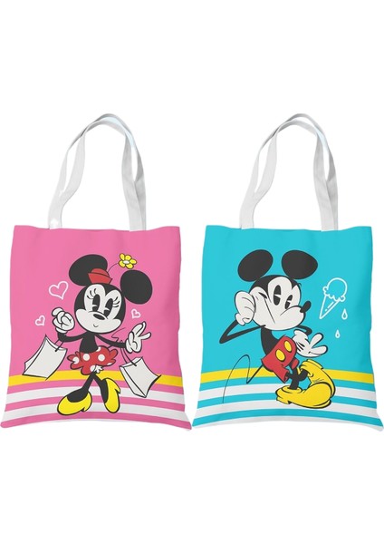 Mickey Mouse Öğrenci Kanvas Kadın Omuz Taşınabilir Çok Yönlü Kanvas Çanta (Yurt Dışından)