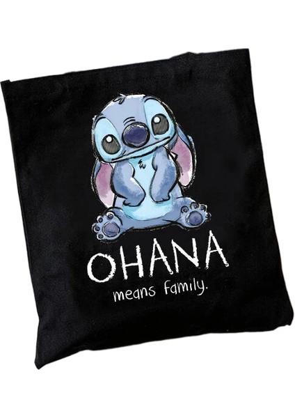 Disney Dikişli Tote Kanvas Lilo Dikiş Kadın Tote Harajuku Kadın Çanta (Yurt Dışından)