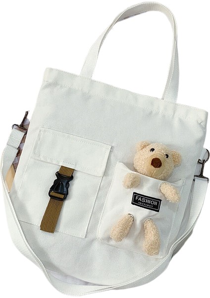 Sevimli Ayı Kuzu Öğrenci Kanvas Kadın Taşıma Omuz Crossbody Taşıma Çanta (Yurt Dışından)