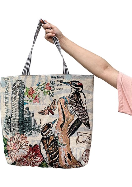 Kadın Etnik Tarzı Kanvas Omuz Büyük Kapasiteli Çanta (Yurt Dışından)