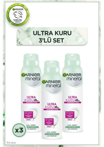 3'lü Mineral Ultra Kuru Sprey Deodorant Seti