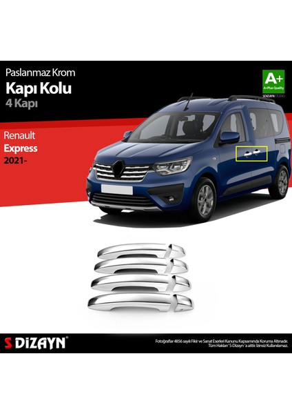 Drs Tuning S-Dizayn Renault Express Krom Kapı Kolu 4 Kapı 2021 Üzeri