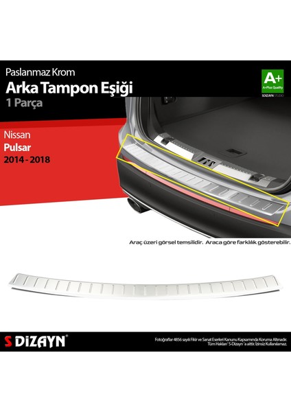 Drs Tuning S-Dizayn Nissan Pulsar Krom Arka Tampon Eşiği 2014-2018