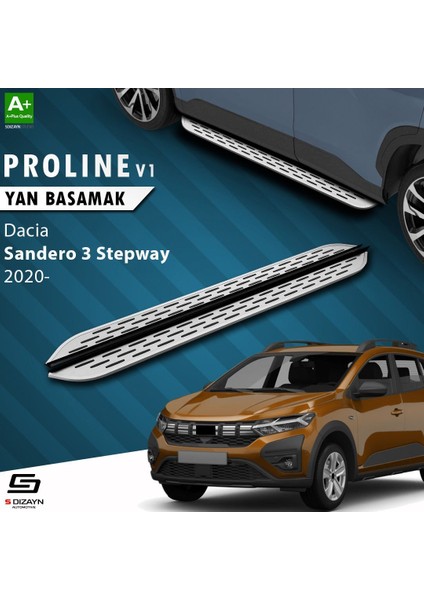 S-Dizayn Dacia Sandero 3 Stepway Oem Still Pro V1 Aluminyum Yan Basamak 183 cm 2020 Üzeri