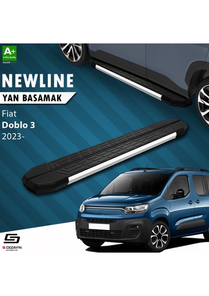 S-Dizayn Fiat Doblo 3 Uzun Şase Newline Krom Yan Basamak 219 cm 2023 Üzeri