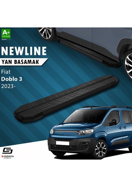 S-Dizayn Fiat Doblo 3 Uzun Şase Newline Siyah Yan Basamak 219 cm 2023 Üzeri