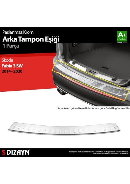 Drs Tuning S-Dizayn Skoda Fabia 3 Sw Krom Arka Tampon Eşiği 2014-2020