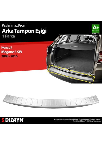 Drs Tuning S-Dizayn Renault Megane 3 Sw Krom Arka Tampon Eşiği 2008-2016