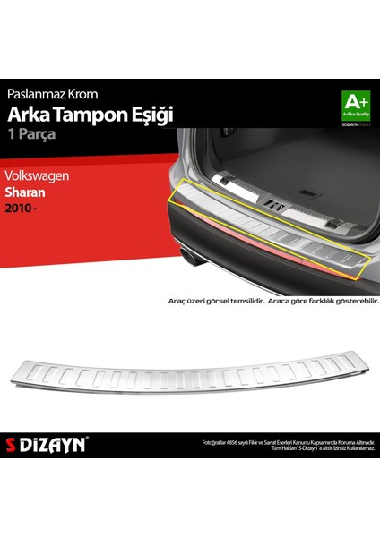 Drs Tuning S-Dizayn Vw Sharan Krom Arka Tampon Eşiği 2010 Üzeri