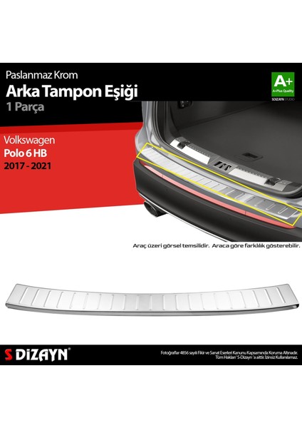 Drs Tuning S-Dizayn Vw Polo 6 Hb Krom Arka Tampon Eşiği 2017-2021