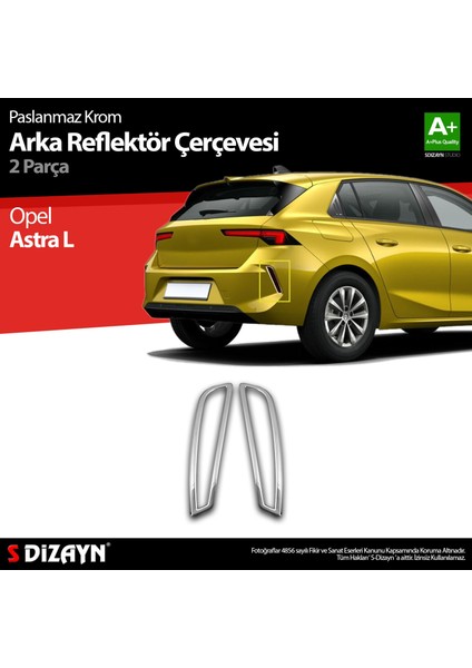 Drs Tuning S-Dizayn Opel Astra L Krom Arka Reflektör Çerçevesi 2 Prç 2022 Üzeri