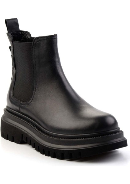 Siyah Deri Kadın Bot & Bootie K02040313003 fiyatları