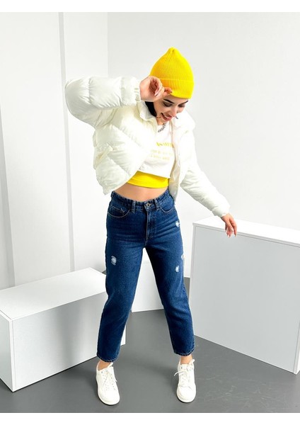 Mavi Yıpratma Kadın Mom Jean Yüksek Bel Likralı Esnek Kot Pantolon Anna-Mvypt fiyatları