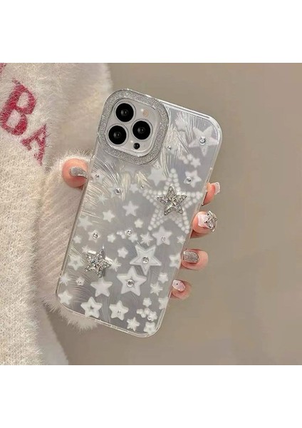 Apple iPhone 15 Pro Max Uyumlu Kılıf Zebana Stardom Silikon Kılıf Gri
