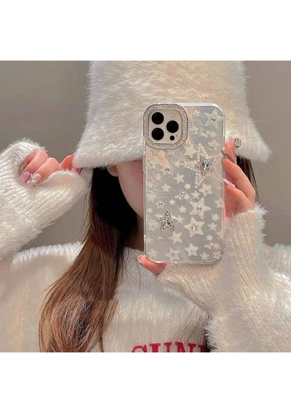 Apple iPhone 15 Pro Max Uyumlu Kılıf Zebana Stardom Silikon Kılıf Gri