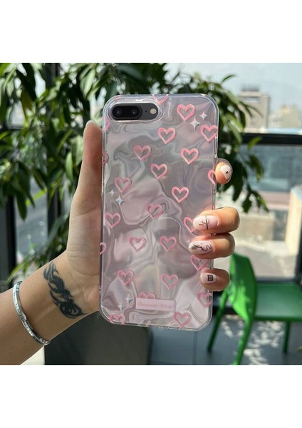 Apple iPhone 7 Plus Uyumlu Kılıf Zebana Pink Heart Silikon Kılıf Pembe fiyatları
