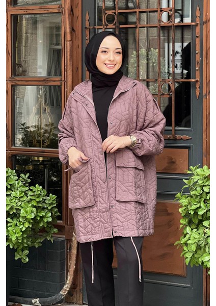 6913S Oversıze Kadın Kapitone Mont Kahve modelleri