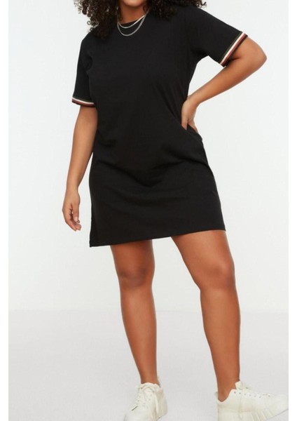 Yeni Rahat Günlük Süprem Örme Bisiklet Yaka Kısa Kol T-Shirt Elbise Mini Boy Büyük Beden Elbise modelleri