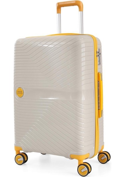 Kabin Boy Polipropilen Valiz 5239-S Beyaz-Sarı